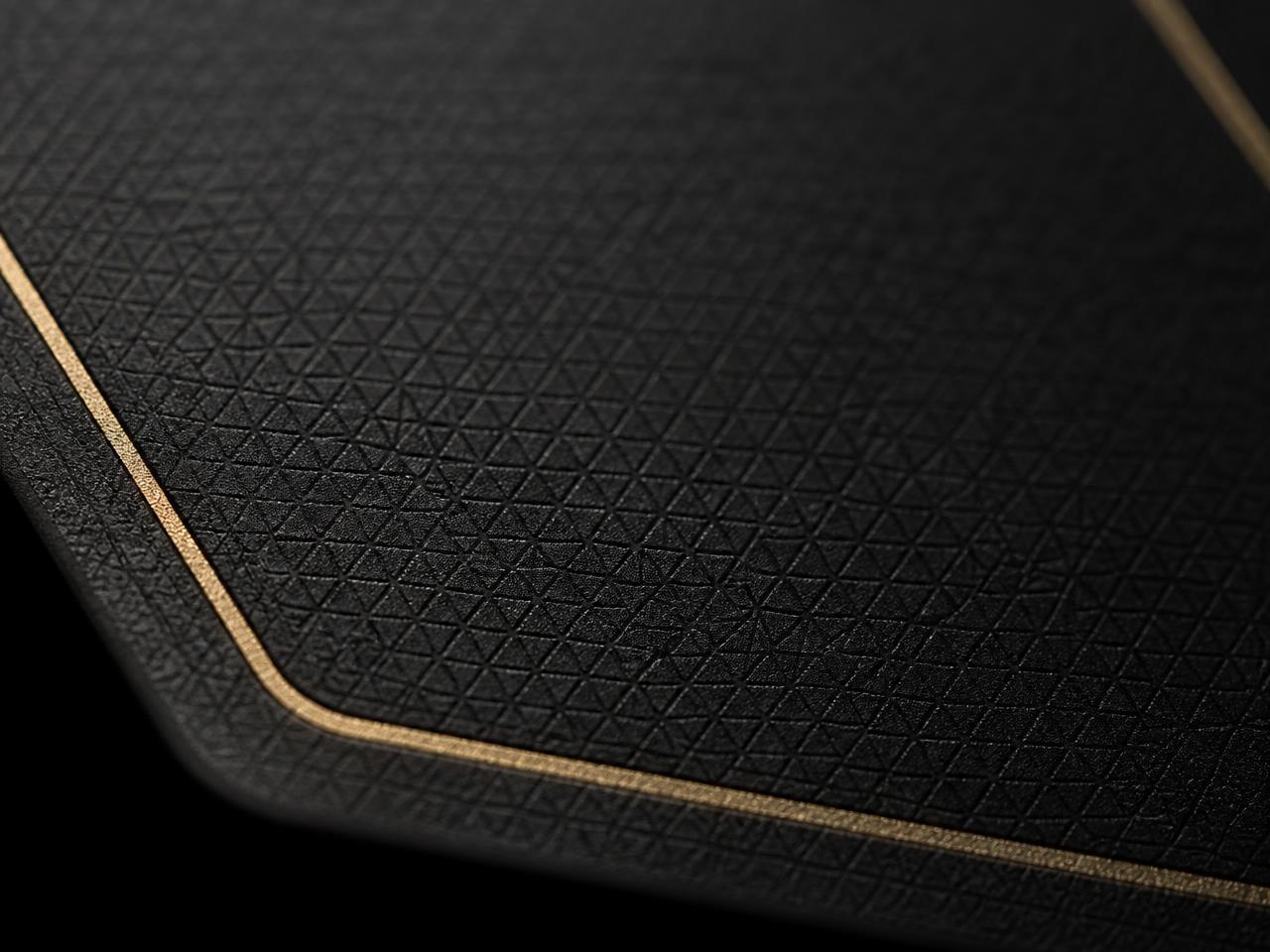 Macro detail of the Signature Edition surface — tessellated diamond guilloché and gilt hairline border on matte black titanium